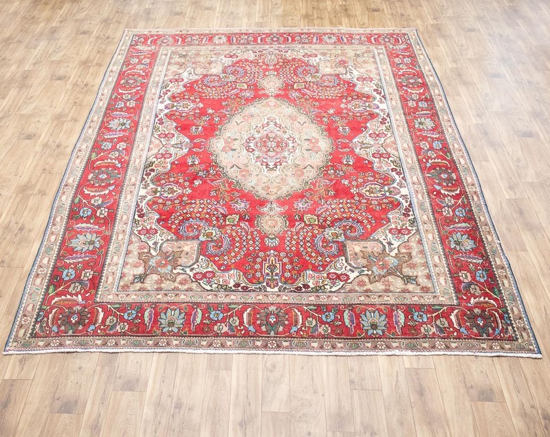 Semi-Antique Distressed Handmade Floral Oriental Rug Living Room Carpet 10x13 Ft gallery