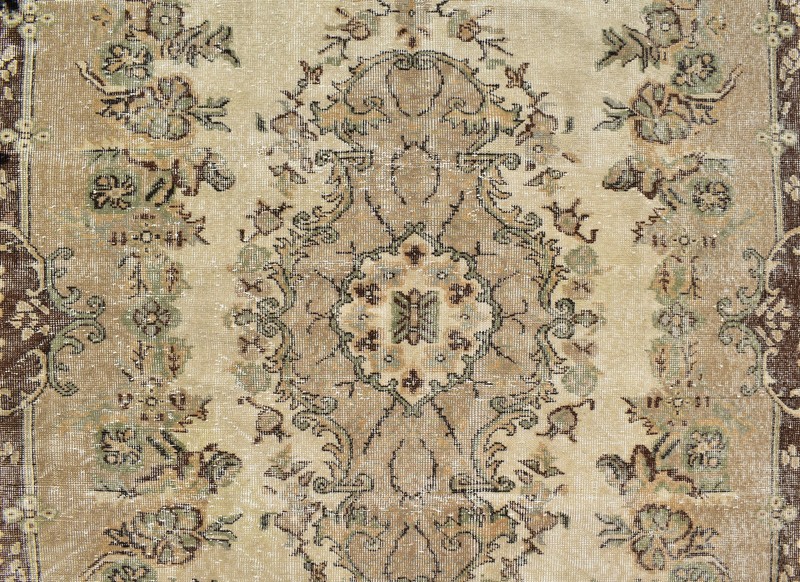 Turkish Rug 64''x115'' Vintage Light Color Medallion Oushak Carpet 164x293cm 5x9 gallery