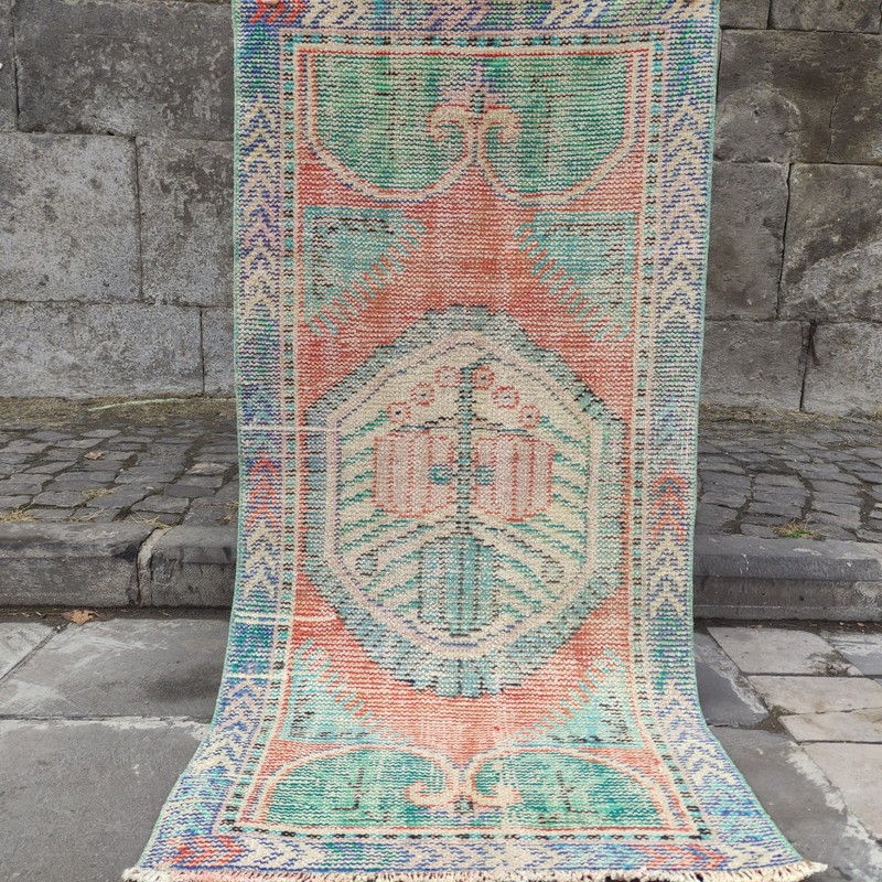 2x5 Turkish kitchen rug 2.4 x 4.82 ft Vintage Handmade rug 73 x 147 cm runner gallery