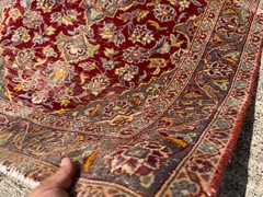 3×5 ANTIQUE ORIENTAL RUG old worn handmade hand-knotted red blue vintage fine ft