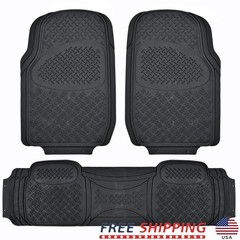 Heavy Duty Rubber Floor Mats Trim to Fit All Weather Non Slip 3 Piece Set New