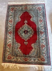 Türkish Anatolian Kayseri 34″ × 50″ Beige, Blue Deep Red Excellent Condition