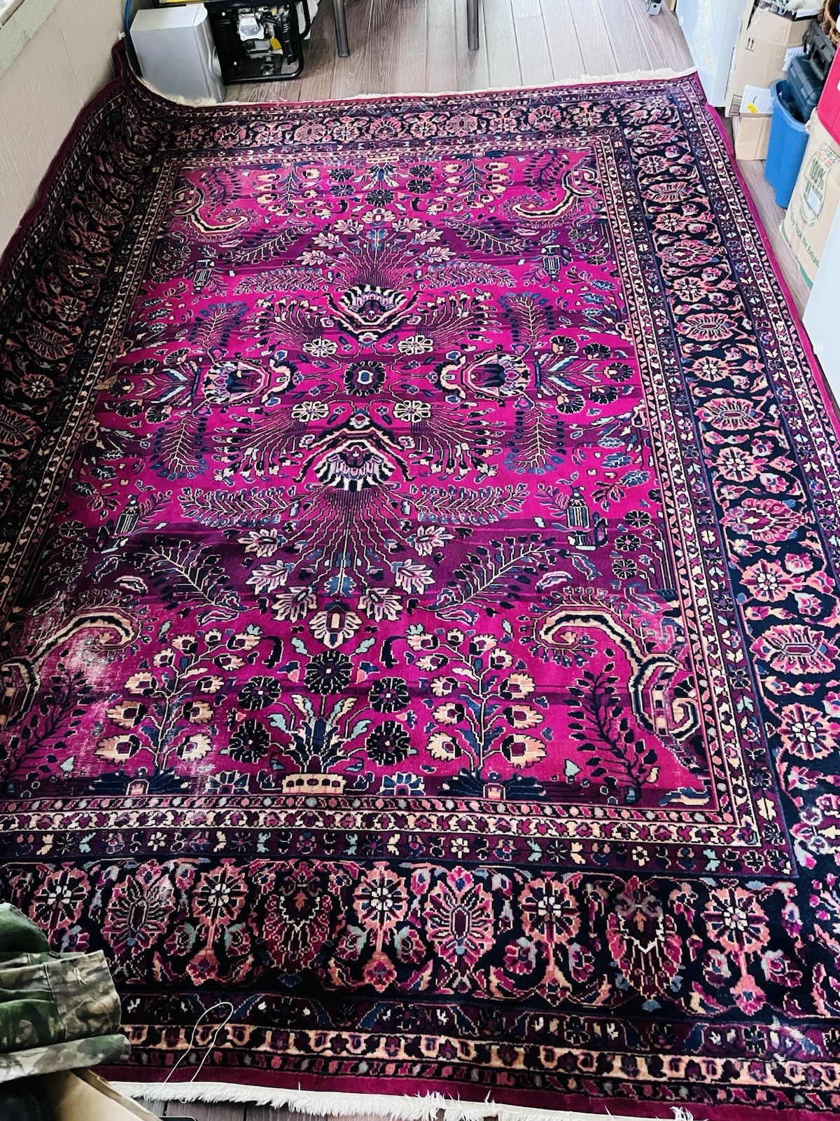 Antique Area Wool Rug Middle Eastern ￼1930’s As Is 8.5 Ft X 12 Ft Burgundy gallery