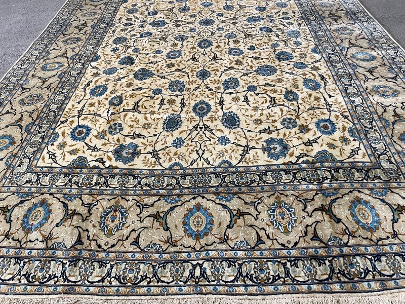 SUPER FINE KESHAN CARPET HAND MADE EASTERN WOOL RUG BY ESFANIAN 14'9" X 9'8" gallery