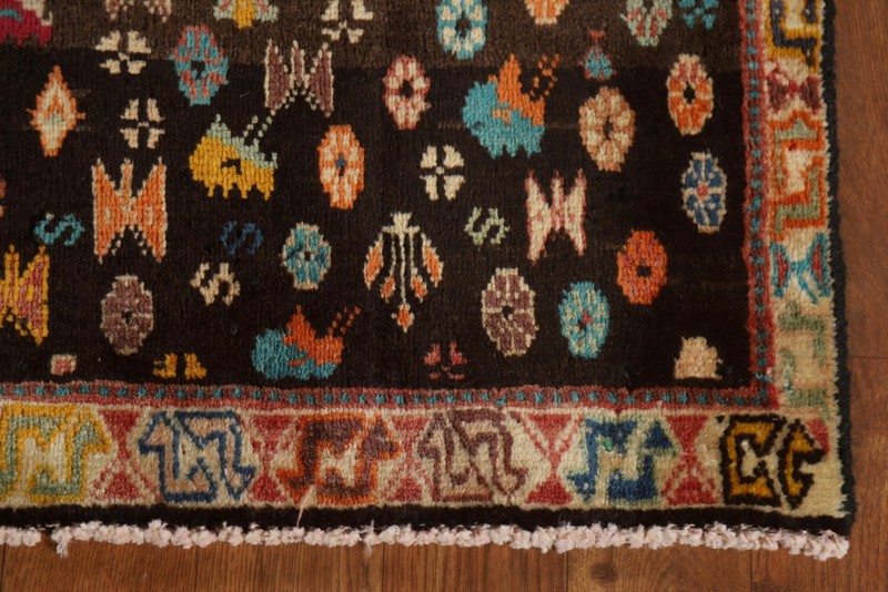 Vintage Vegetable Dye Dark Brown Sirjan Handmade Tribal Traditional Wool Rug 3x5 gallery