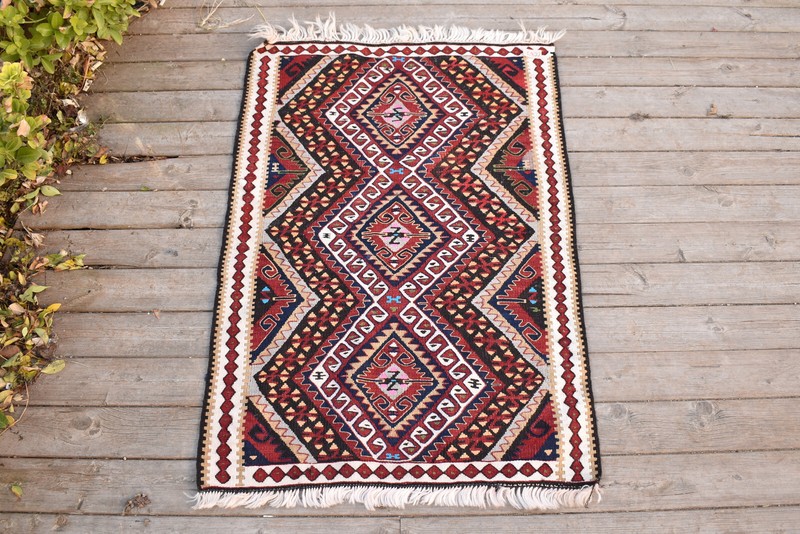 Turkish Rug 27''x40'' Handwoven Van Kilim 70x102cm Wool Vintage Tribal Area Rug gallery