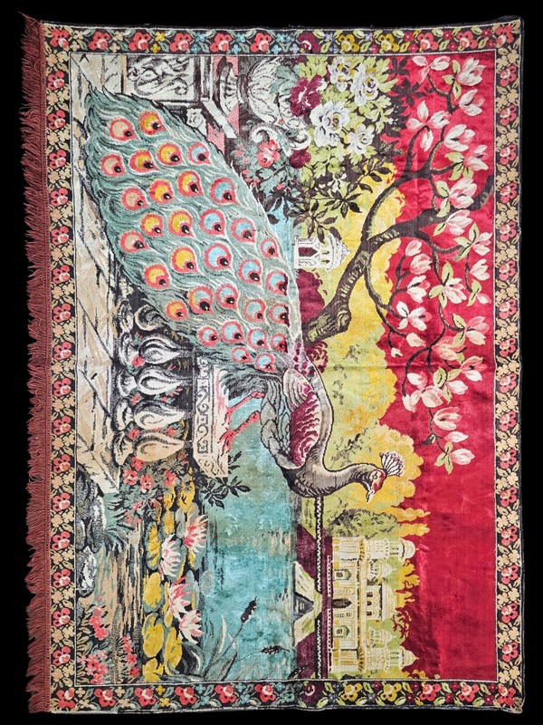 Vintage Peacock Pattern Velvet Tapestry Rug Pictorial Wall Hanging Sofa Cover gallery