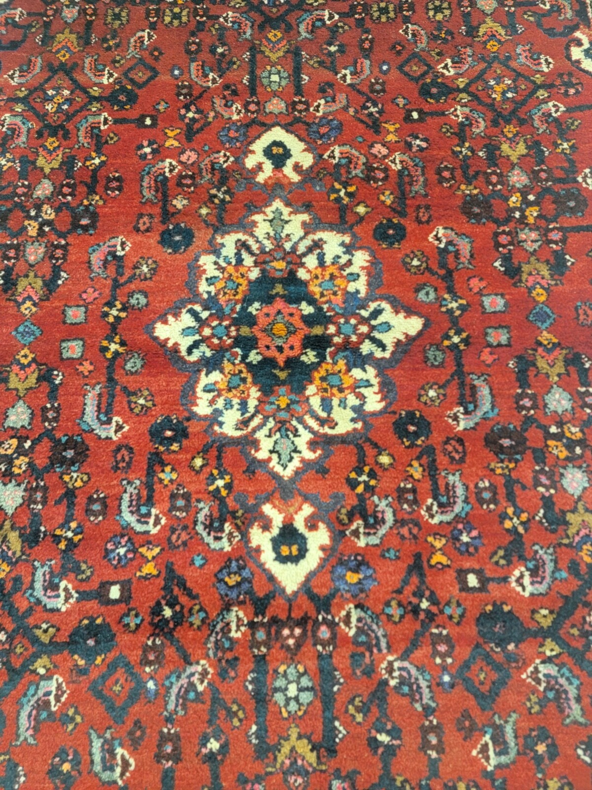 Antique Oriental Hand-Knotted Wool Area Rug Red/Blue 4'3" x 6'5" gallery