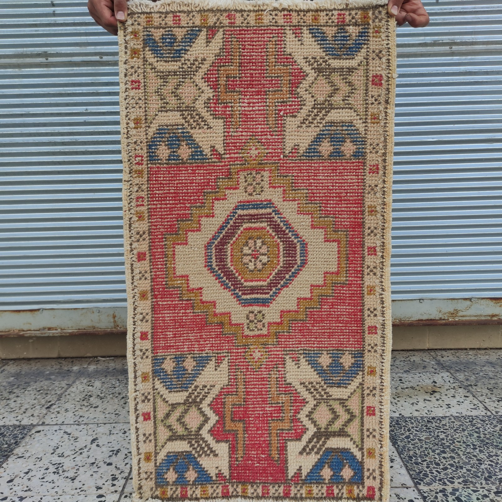 xox borders 2x3 Turkish Vintage Small Rug 51 x 95 cm Bath Mat 1.67 x 3.12 ft gallery