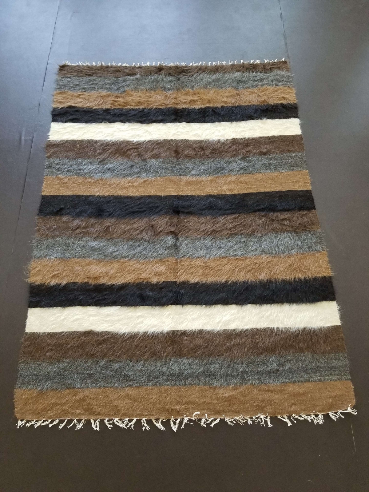 Fine Vintage Traditional Hand Made Oriental Wool Black Beige Kilim 190x134cms gallery