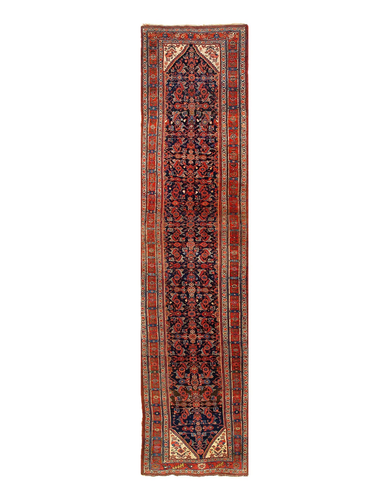 Navy Blue Antique Hand-Knotted Wool Runner Rug 4' X 17'' gallery