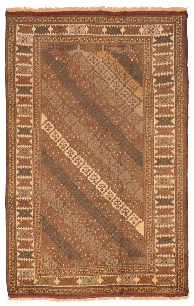 Traditional Vintage Hand-Knotted Area Rug 3'9" x 5'11" Oriental Wool Carpet