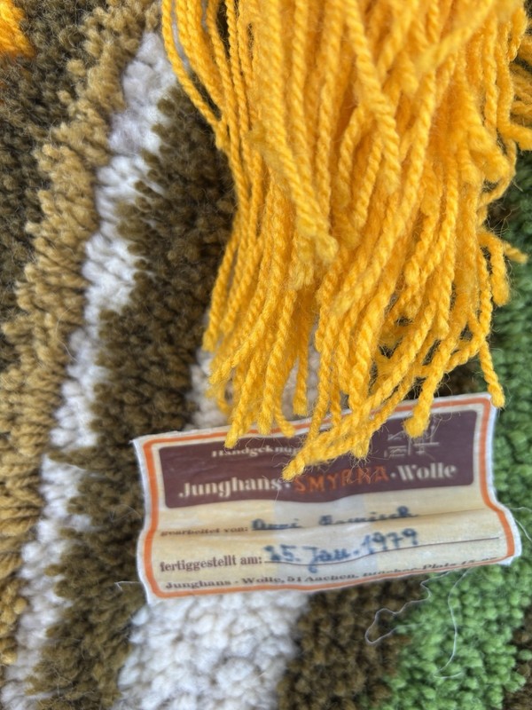 MCM Vintage Rug Tapestry Wall Art German Junghans Wool Handmade 1970s Hanging gallery