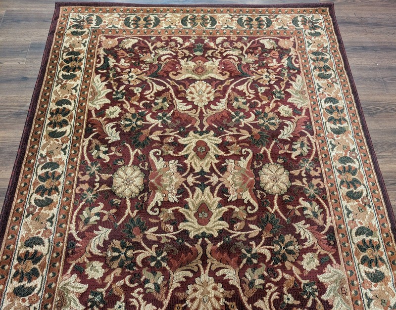 Turkish Rug 5x7, Oriental Power Loomed Carpet, Burgundy Green Beige, Traditional gallery
