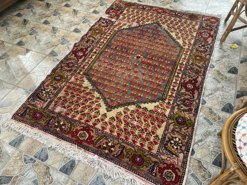 1960s Geometric Turkish Vintage Area Tribal Handmade Anatolian Rug 4.5x6.8 ft gallery