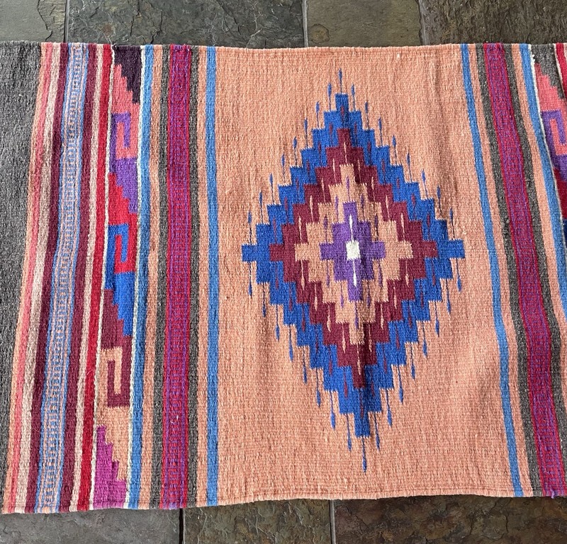 Authentic Vintage 1960s Wool Zapotec Indian Southwest Rug handwoven flatweave gallery