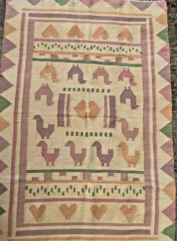 VINTAGE EUROPEAN WOOL WOVEN PICTORIAL KILIM gallery