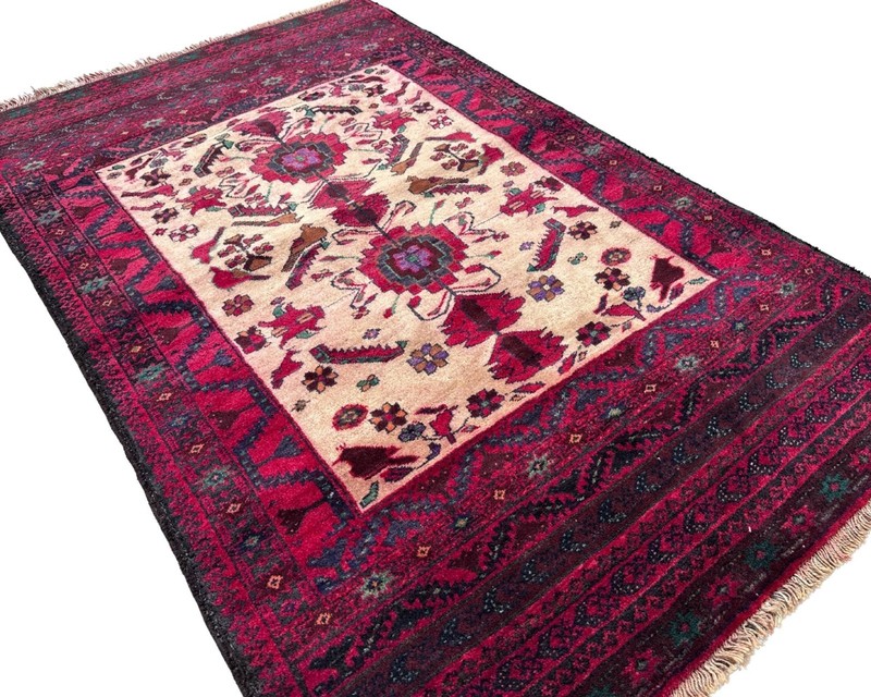 Vintage Afghan Baluchi area rug 3'4 x 5'2 Tribal wool Boho carpet gallery