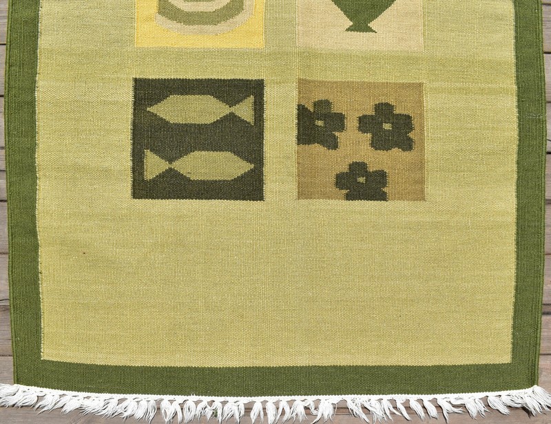 Nepal Rug 3x4 Handwoven Green Modern Pattern Kilim 94x145cm Natural Wool Rug gallery