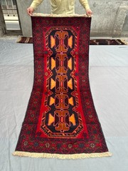 3×7 Vintage Baluchi Afghan Runner Rug Hand Knotted Wool Tribal Hallway Farmhouse