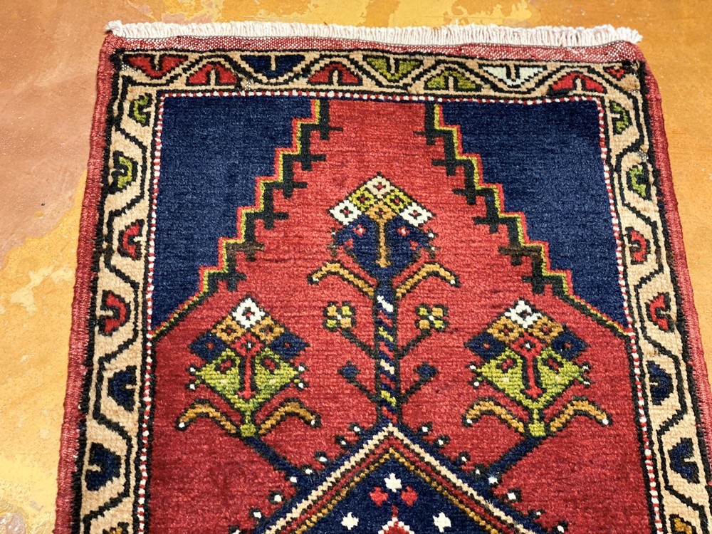 Exquisite Antique 1900-1930s Hand-Knotted Natural Dye Tribal Rug 1’8”x3’6”