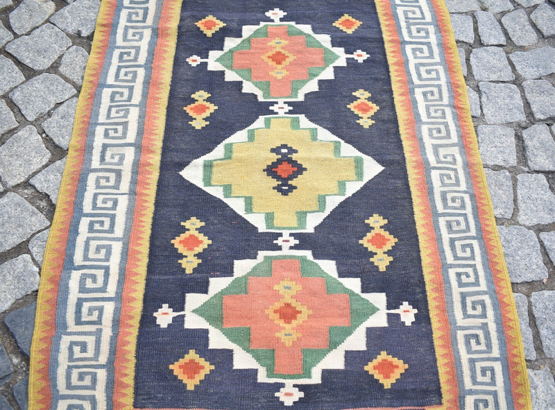 Vintage Caucasian Rug 31'' x 45'' Caucasian Fine Quality Kilim Natural Wool Rug gallery