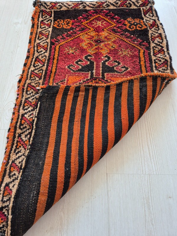 Antique Rug Pillow, Hand Woven Small Carpet, Kurdish Rug, Wool, Handmade, Tribal gallery