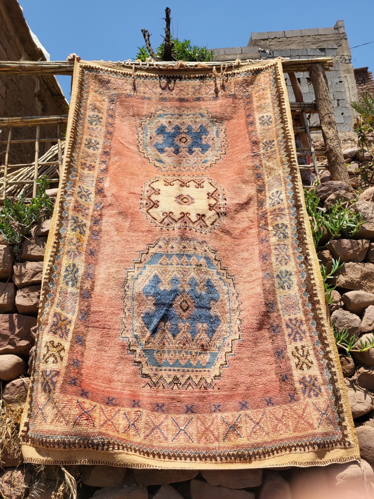 Antique Moroccan Berber Atlas Amazigh carpet handwoven rug Geometric Style gallery