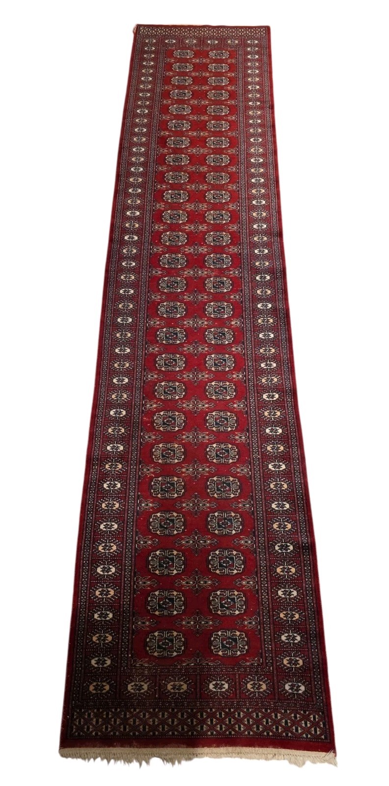 Aprx 2.5 X 12 Afgahn Hand Knotted Turkmen Bokhara Rug Antique Runner Wool Carpet gallery
