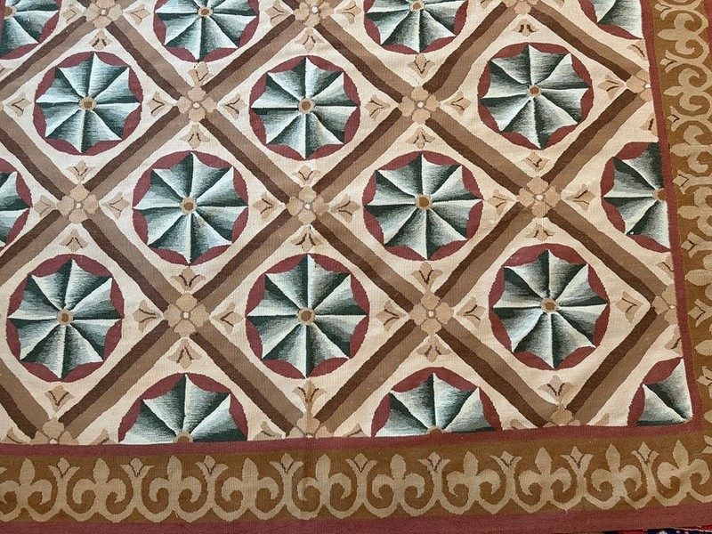 An Antique Panel Design/Geometric French Aubusson Rug gallery