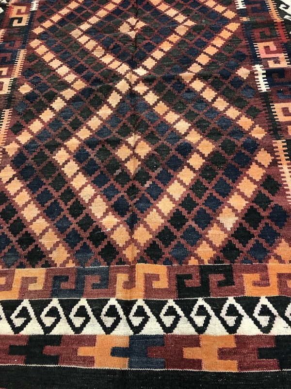 Vintage handmade wool kilim rug 6’4”x4’1” ft gallery