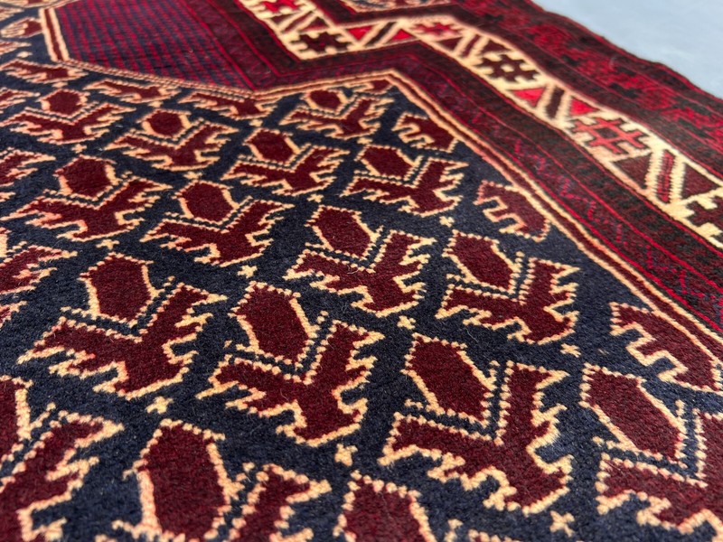 Afghan Baluchi Prayer Rug 3'1 x 5'5 ft – Vintage Hand Knotted Wool Tribal Carpet gallery