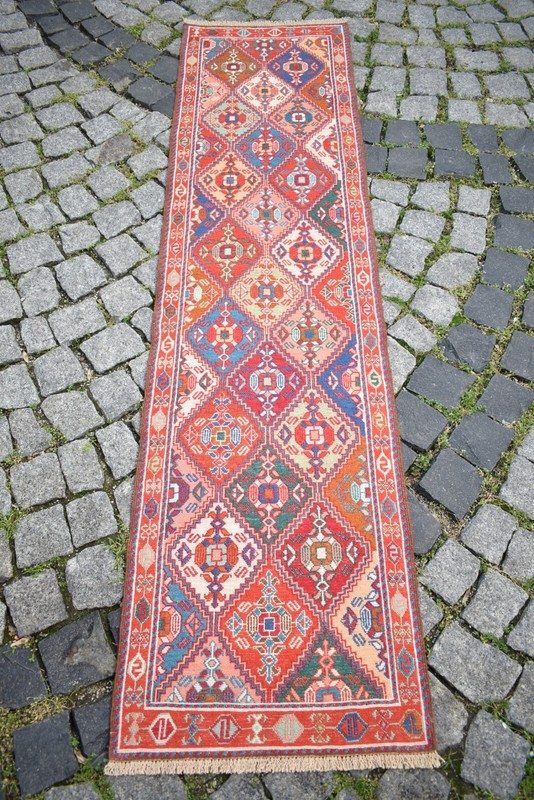 Soumak Rug 20'' x 77'' Rahrah Soumak Runner Rug Organic Wool Kitchen Wool Rug gallery