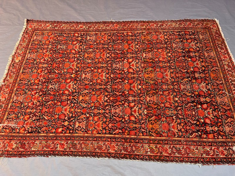 4'4x6'4 Ft Antique Caucasian Rug Wool Geometric Floral Red Patterned Carpet gallery