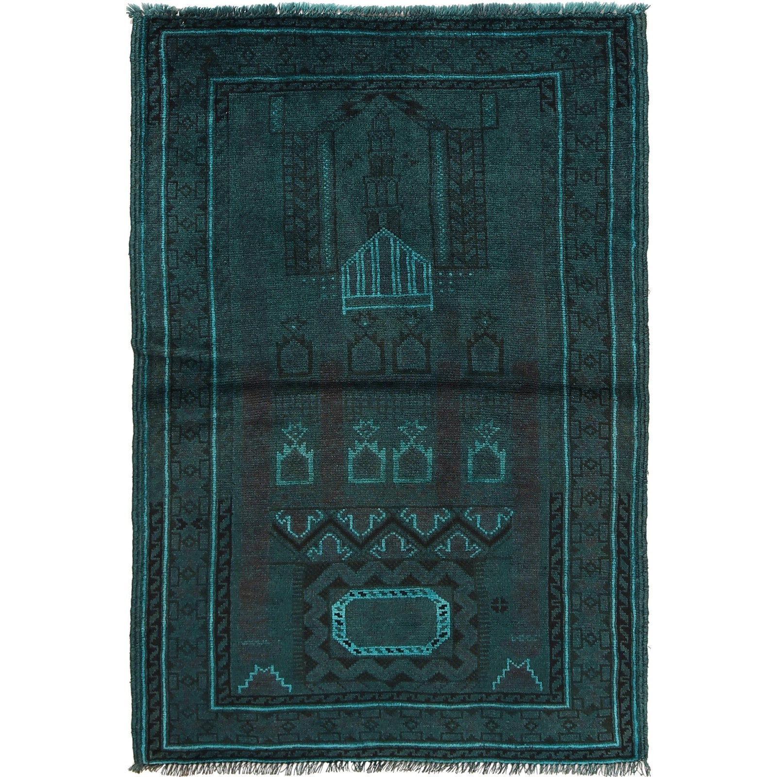 Handmade Overdyed Rug Vintage Accent Carpet 4.6x3 ft gallery