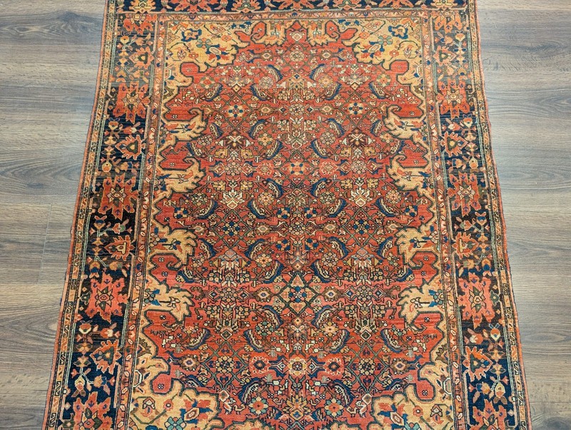 Antique Per'sian Farahan Sarouk Rug 3x5 Terracotta Navy Blue Rare Collectible gallery