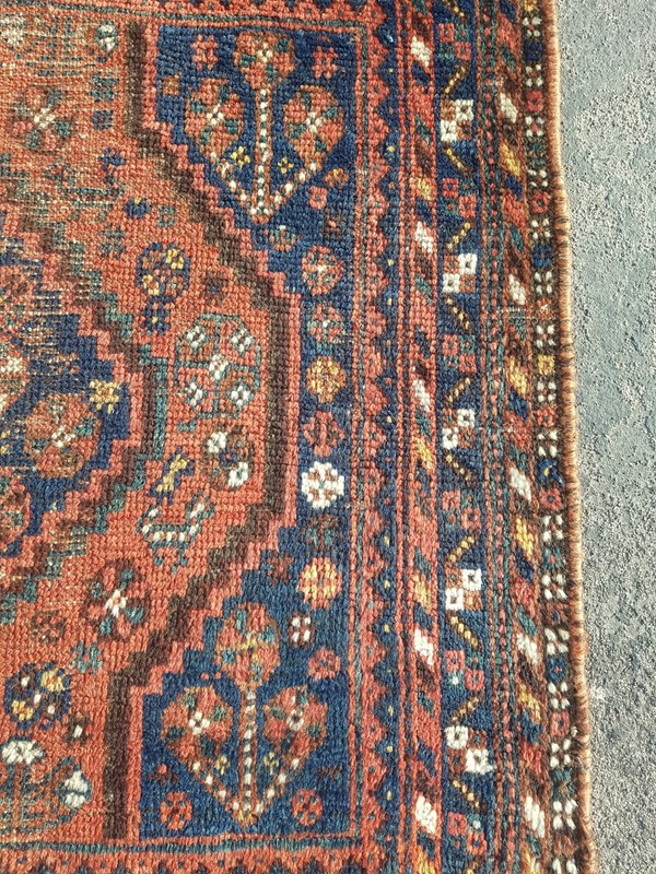 Vintage Hand Made Traditional Rug Oriental Wool Multicolor Carpet 100x92 cm gallery