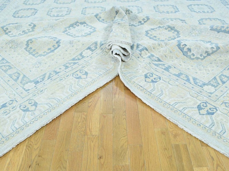 13'1"x17'7" White Wash Khotan Design Hand Knotted Pure Wool Oriental Rug gallery