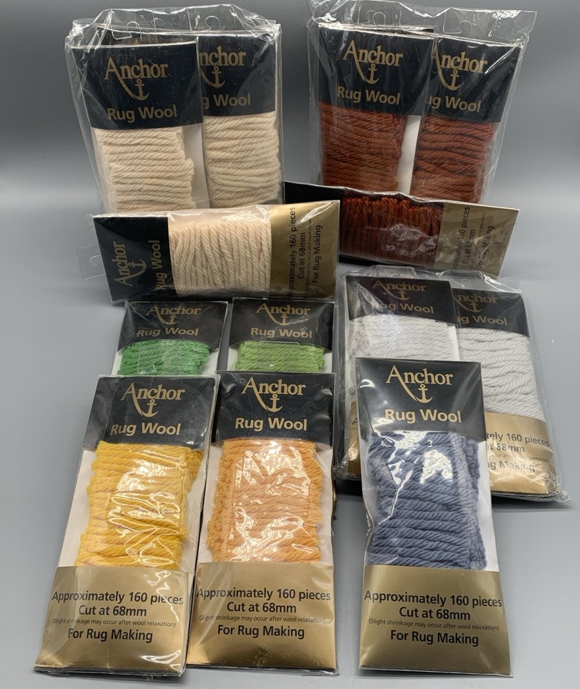 NEW Vintage Lot of Anchor Rug Wool Pieces, HTF 16 X 160 Pieces, Multi-Color