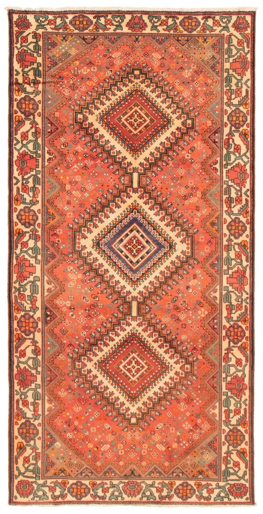 Vintage 4'11" x 9'10" Traditional Hand Knotted Vegetable Dye Wool Area Rug