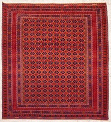 7×9 Hand Knotted Vintage Afghan Balouch Tribal Wool Oriental Area Rug Red Blue