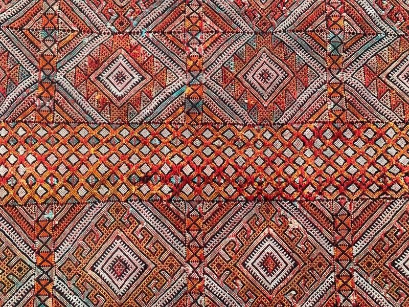 Vintage Handmade Kilim: Moroccan Sabra Kelim, Wool Area Carpet 4x8 ft gallery