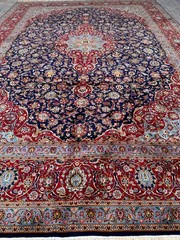 Antique Handmade Palace Size Rug 13’x19′ Silk & Wool Floral/ Traditional Design