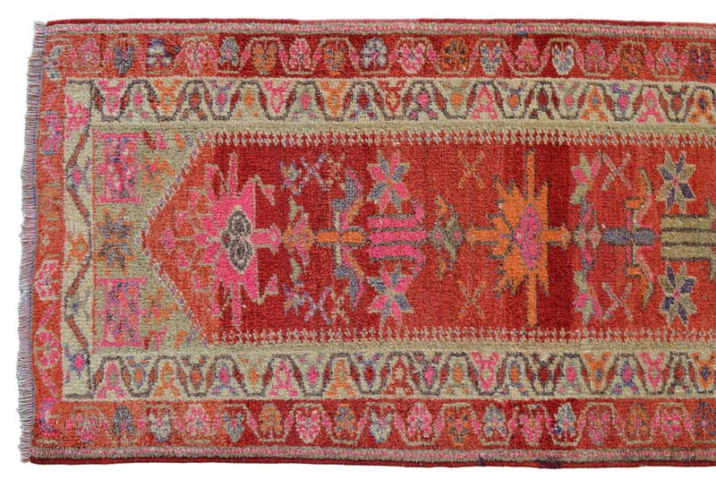 Vintage Anatolian Turkish Runner Rug | 3x12 Wool Hallway Carpet, Handwoven Rug gallery