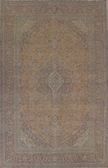 Traditional Room Size Area Rug 10×13 Orange Wool Hand-knotted Vintage Carpet