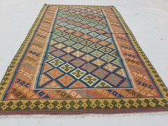 Vintage Traditional Handmade Afghan Chobi Wool Orange Kilim 6.1×3.8ft