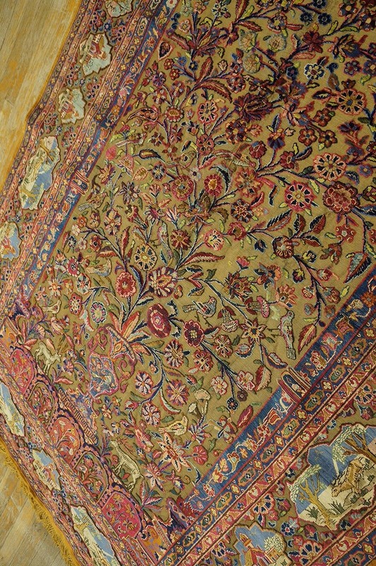 Mottashem All Rug Silk with Bas Relief Gold Threads all Vegetable Colors . Rare! gallery