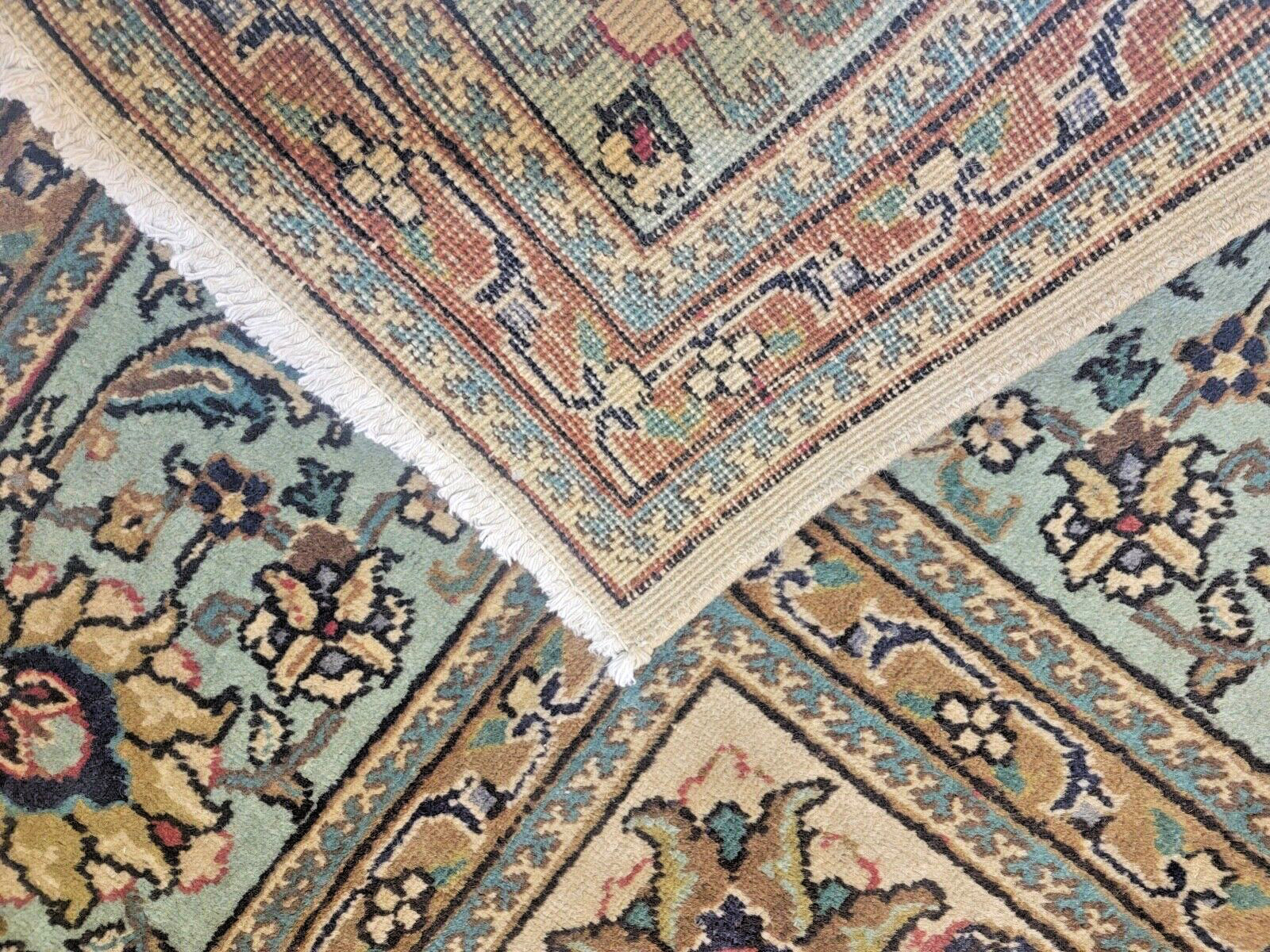Antique Oriental Hand-Knotted Wool Area Rug Beige/Light Blue 9'7" x 12'7" gallery