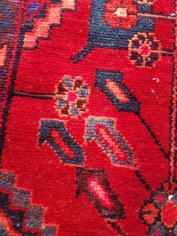 Distressed Vintage Traditional Handmade Hamadan Wool Multicolor Rug 217x126cm gallery