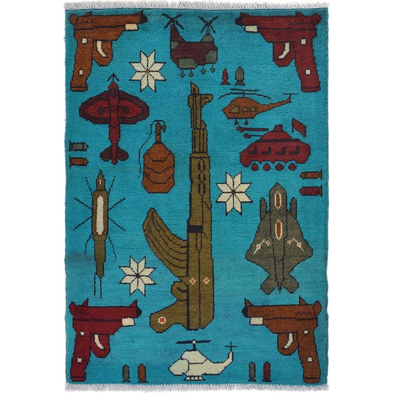 Vintage Afghan War Rug Traditional Design Carpet 2.9x2 ft gallery